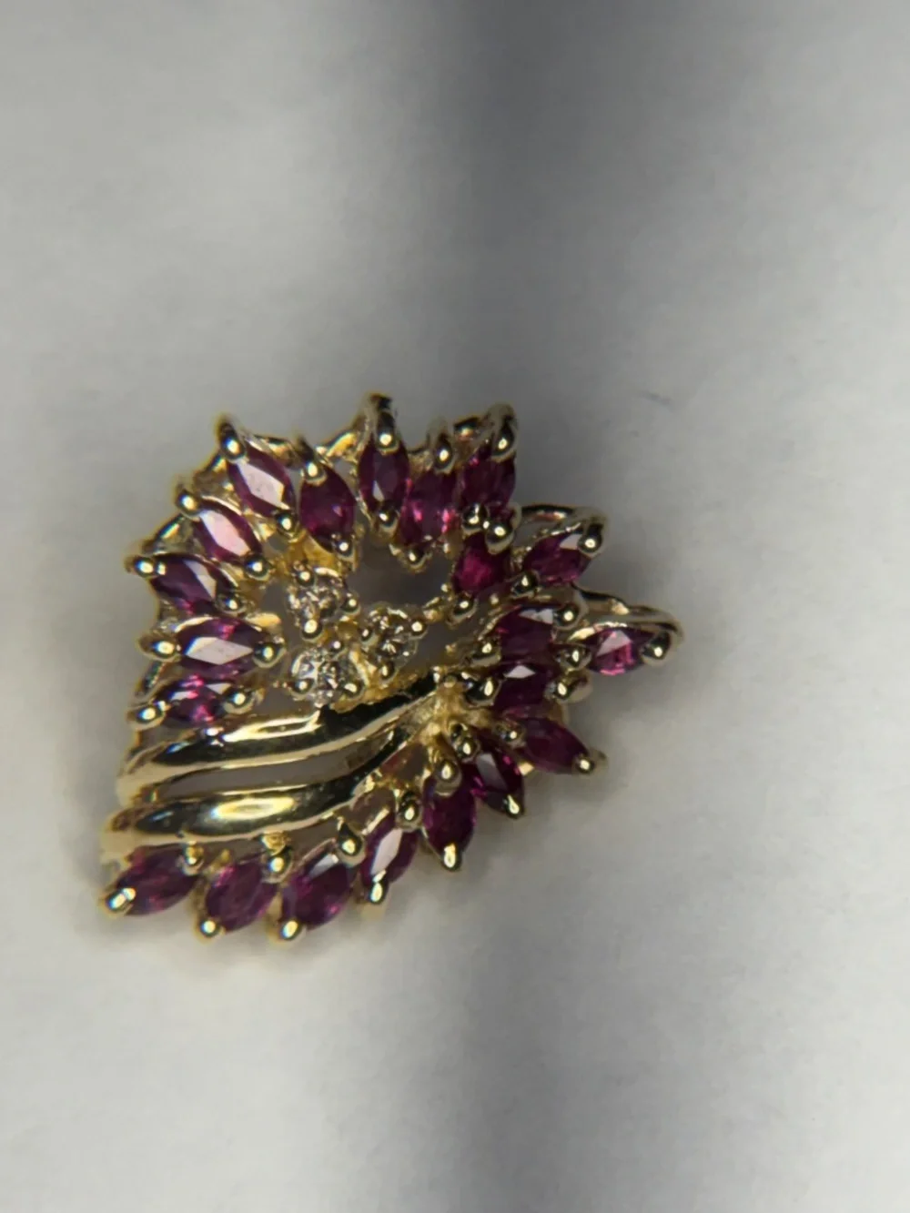 14k Yellow Gold Genuine Ruby And Diamond Earring. Vintage And Papers Included
